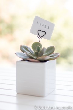 White 7cm planter with card holder (various designs)